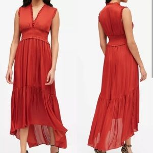 Banana Republic High-Low Sleeveless Red Dress